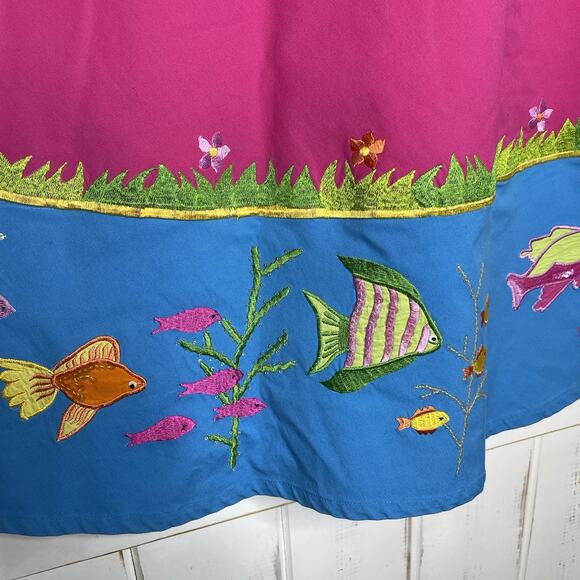 Michael Simon Beach Coral Reef Ocean Fish Pink Embroidered Sequin Flare Skirt 10 - Picture 5 of 10